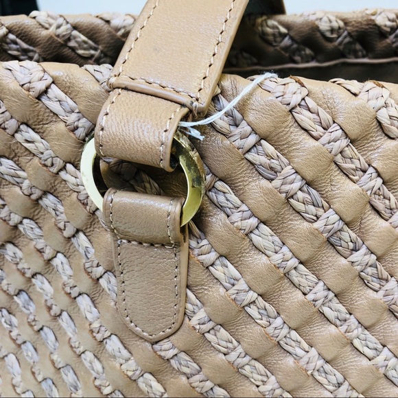 Helen Kaminski Fayann leather/raffia woven tote